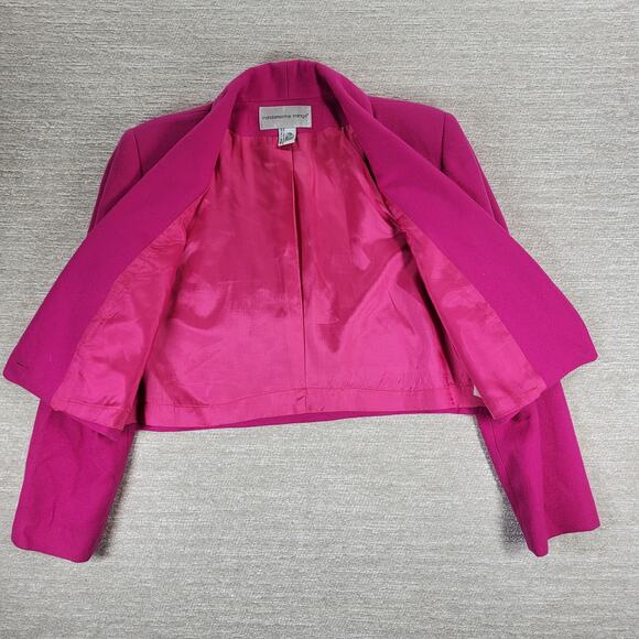 Fundamental Things Pink Wool Cropped Blazer Womens 8 Shawl Collar Gold Button - Picture 10 of 13
